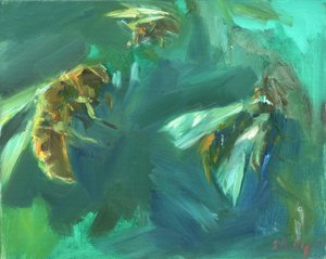 Abeja 2, 2024 (óleo sobre tabla)