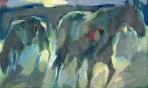 Tarde de caballos, 2024 (óleo sobre tabla)
