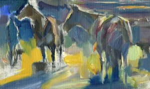 Dos caballos, 2024 (óleo sobre tabla)