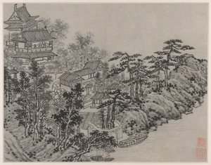 Doce vistas de la colina del tigre, Suzhou: Pabellón de escalar nubes de Shen Zhou