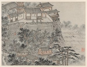 Doce Vistas de la Colina del Tigre, Suzhou: La Terraza de los Cinco Sabios, después de 1490 de Shen Zhou