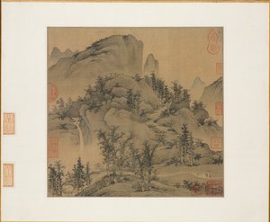 Viajeros en Montañas de Otoño de Sheng Mou