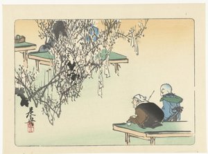 admirando la flor del ciruelo Comparaciones de flores (título de la serie) Hana kurabe (título de serie en objeto) de Shibata Zeshin