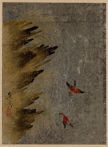 Aves y rocas salientes de Shibata Zeshin