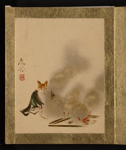 Fuchs am mystischen Feuer de Shibata Zeshin