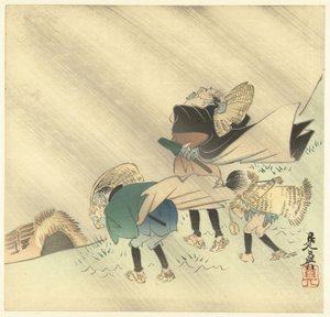 Viajeros en una tormenta de Shibata Zeshin