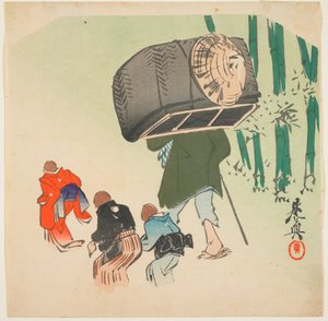 Escena del Gorrión de la Lengua Cortada de Shibata Zeshin