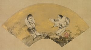 Hanshan y Shide Kanzan y Jittoku, mediados de 1500s de Shikibu Terutada