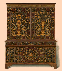 Prensa de gabinete incrustada con marquetería, 1905 de Shirley Charles Llewellyn Slocombe