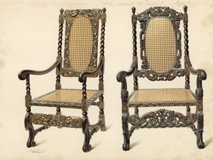 Silla, propiedad de P Macquoid; Silla, propiedad de Arthur S Cope
