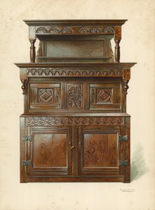 Aparador de roble (Tridarn), propiedad de H Clarence Whaite de Shirley Charles Llewellyn Slocombe