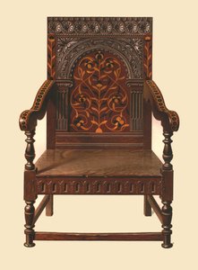 Silla incrustada de roble, 1904