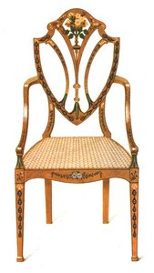 Silla de madera satinada pintada, 1908 de Shirley Charles Llewellyn Slocombe