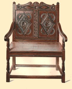 Silla doble de roble galés, 1904 de Shirley Charles Llewellyn Slocombe
