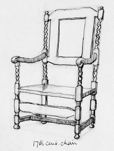 Silla del siglo XVII, c. 1760, c. 1950