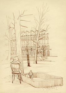 Niño jugando en el arenero, París, Francia, c. 1951 de Shirley Markham