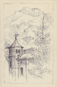 Iglesia y montañas, Italia de Shirley Markham