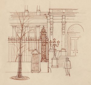 Gendarme fuera de un edificio clásico, París de Shirley Markham