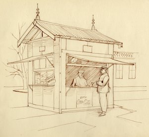Quiosco vendiendo bebidas, París, Francia, c. 1951 de Shirley Markham
