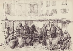 Escena de Mercado, Italia, c1950