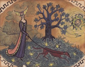 Dama medieval y perro