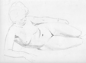Mujer desnuda reclinada, c1950