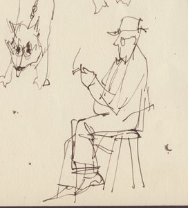 Estudios de hombre sentado y perro de Shirley Markham