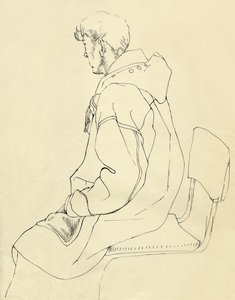 Hombre sentado con abrigo de lana de Shirley Markham