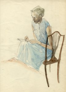 Mujer sentada escribiendo de Shirley Markham