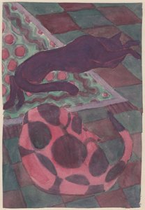 Perro y gato durmiendo, c. 1951 de Shirley Markham