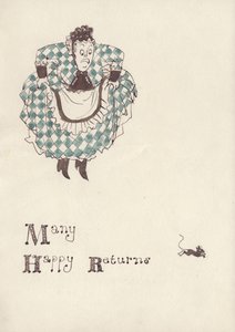 Mujer asustada por un ratón, c1950