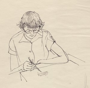 Mujer dibujando, c. 1950 de Shirley Markham