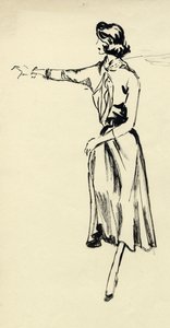 Mujer con falda larga con el brazo extendido, c. 1950 de Shirley Markham