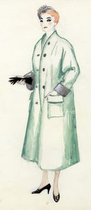 Mujer con abrigo verde, c1950