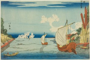 Vista de la Isla Tsukuda (Tsukudajima no kei), de la serie "Capital del Este (Toto)" de Shotei Hokuju