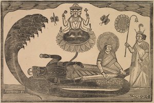 Anantasayan (Visnú reclinado sobre la serpiente Ananta) de Shri Gobinda Chandra Roy