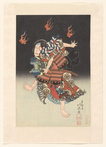 Nakamura Shikan II als de vos (kitsune) Genkurô en het toneelstuk ‘Hanayagura hitome senbon’, Teatro Naka de Shunbaisai Hokuei