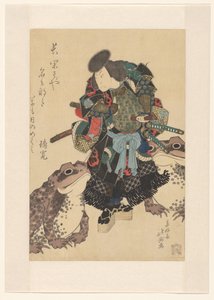Nakamura Utaemon III como Asahina Saburô en la obra "Hônen uruoi Soga", Teatro Kado de Shunbaisai Hokuei
