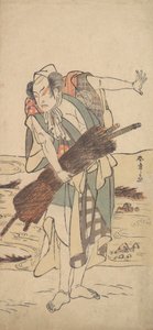 Arashi Sangoro como un samurái ronin de pie en la orilla, ca. 1777 de Shunsho