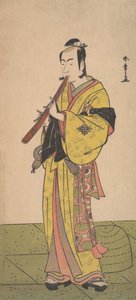 Ichikawa Bennosuke como un hombre con atuendo de Komuso de Shunsho