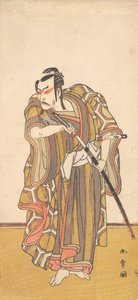 Ichikawa Danzo III como un samurái desenvainando una espada