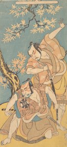 Escena del drama Otokoyama Yunzei Kurabe, 12º mes, 1768 de Shunsho