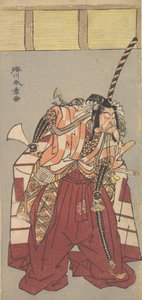 El actor Ichikawa Danjuro V, vestido con voluminosos pantalones ceremoniales Nagabakama de Shunsho