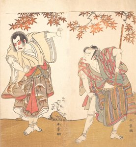 Los actores Ichimura Uzaemon y Arashi Sangoro, ca. 1773 de Shunsho
