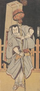 El primer Nakamura Nakazo como Rokuju-rokubu de pie por la noche, 1780