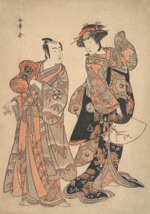 El tercer Segawa Kikunojo como Ochiyo y Bando Mitsugoro como Hanbei, quinto mes, 1781 de Shunsho