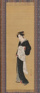 Mujer en un kimono negro, 1783-89 de Shunsho