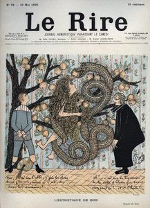 Eva y la serpiente: "La estética de Bob" - Dibujo humorístico de Gyp (Sibylle Gabrielle Marie Antoinette Riquetti de Mirabeau, Condesa de Martel de Janville) (1849-1932) - "La risa", 25 de mayo