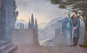 La Leyenda Dorada: El Príncipe y Elsie (litografía en color) de Sidney Meteyard