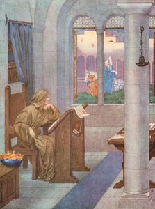 La Leyenda Dorada: El Scriptorium (litografía en color) de Sidney Meteyard